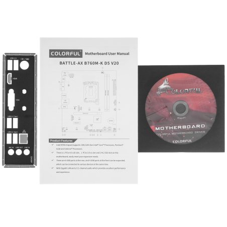 Материнская плата Colorful BATTLE-AX B760M-D PRO V20, LGA 1700, Intel B760, 2xDDR4, 4xSATA, 2xM.2, 1xPCIe 4.0 x16, 1xPCIe x1, 1xHDMI, 1xDP, 1x2.5Gb LAN, 2xUSB-A 2.0, 4xUSB 3.2 Gen 1, 3x3.5 мм, 5.1, mATX