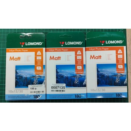 Фотобумага Lomond односторонняя матовая, 180г/м2,A6 (10X15)/50л. для струйной печати
