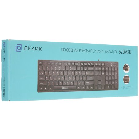 Клавиатура проводная Oklick 520M2U, USB, черный + черный