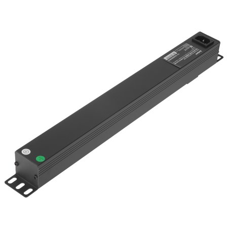 Блок розеток горизонтальный ExeGate ServerPro PDU-19H001 Al-10С13-C14-SW, 1U, Алюминий, 10 IEC 320 C13, С14, выкл. с подсветкой, черный