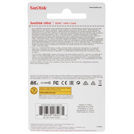 Флеш карта SDHC 32Gb UHS-I SDSDUNR-032G-GN3IN SANDISK