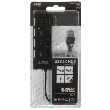 USB-хаб Smartbuy (SBHA-7204-B) USB 2.0 хаб 4 порта, черный