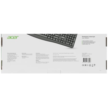 Клавиатура проводная Acer OKW301 (ZL.KBDCC.01B), USB, белый