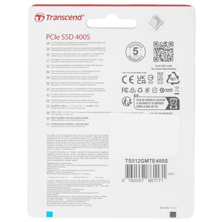 Накопитель SSD 512Gb Transcend MTE400S, 3D TLC NAND, M.2 2242,PCI-E 4x [ R/W - 2000/900 MB/s]