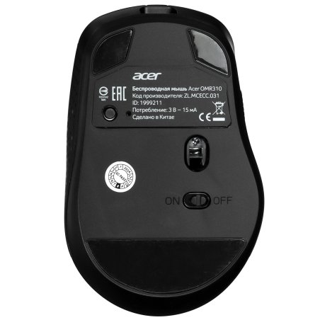 Мышь беспроводная Acer OMR310 черный, 1600 dpi, радиоканал, Bluetooth, USB, кнопки - 7