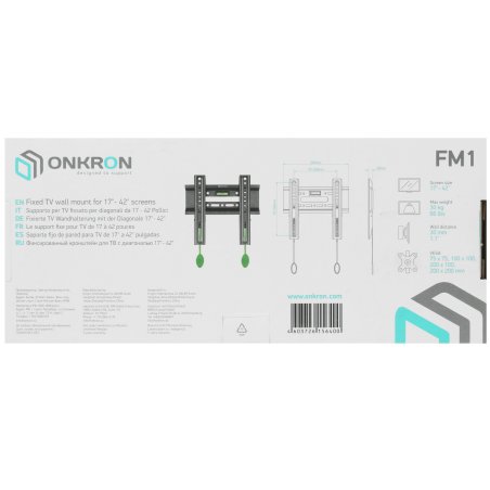 Кронштейн ONKRON FM1 для телевизора 17"-43" фиксированный, черный FM1