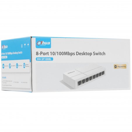 Коммутатор Dahua DH-SF1008L, 8×100 Мбит/с, неуправляемый