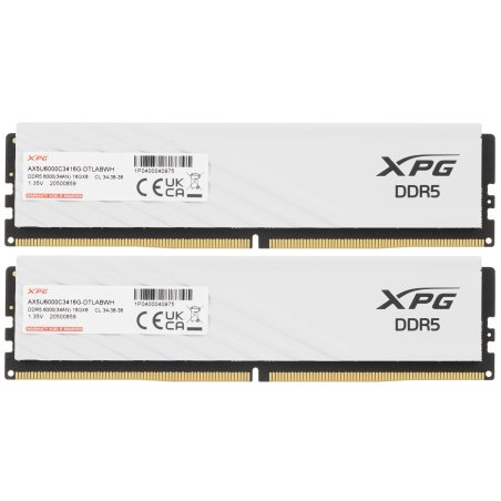 Оперативная память XPG Lancer Blade, DDR5, 32Gb (2x16Gb), 6000MHz, CL34, DIMM, с радиаторами, белый