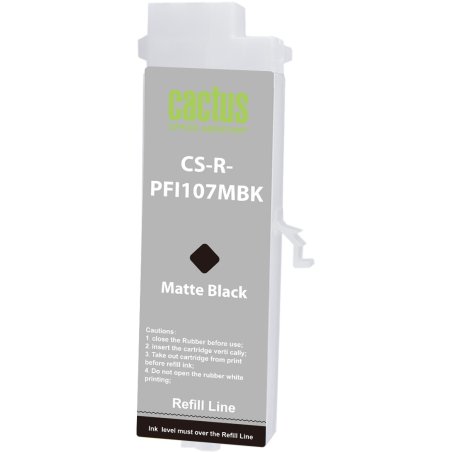 Картридж перезаправляемый струйный Cactus CS-R-PFI107MBK черный матовый для Canon imageProGRAF iPF670/680/685/770/780/785 без чипа