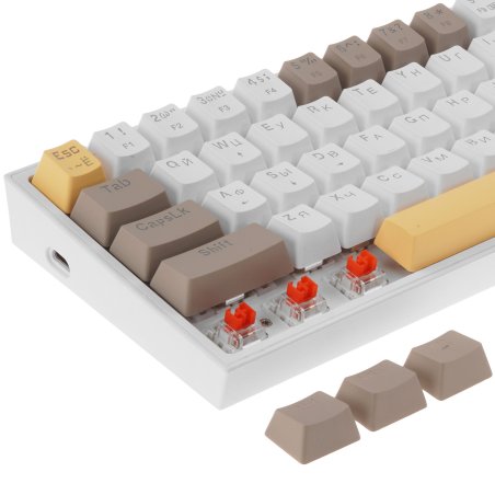Клавиатура проводная REDRAGON Fizz RU,Rainbow,бежевый/желтый,red свитч