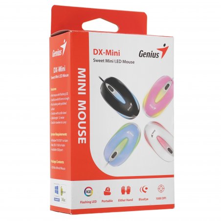 Мышь проводная Genius DX-Mini голубой, 1000 dpi, USB, кнопки - 3