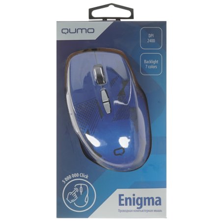 Мышь проводная Qumo Office Enigma M59 синий, 2400 dpi, USB, кнопки - 7