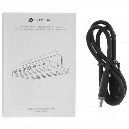 Док-станция для ноутбука Lyambda LIN-07 Type-C 11 в 1 Multimedia DUAL Hdmi /Type-C /Usb 3.0/RJ45/AUX 3.5/SD/TF Aluminum Gray