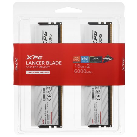 Оперативная память XPG Lancer Blade RGb, DDR5, 32Gb (2x16 Gb), 6000 MHz, CL36, радиатор, RGb, белый