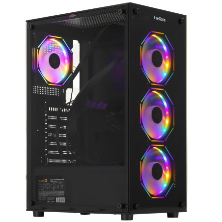 Компьютерный корпус Miditower ExeGate i3 BASE-NPX500 (ATX, БП 500NPX с вент. 12 см, с окном, 1*USB+1*USB 3.0, аудио, 4 вент. 12см с RGb подсветкой)