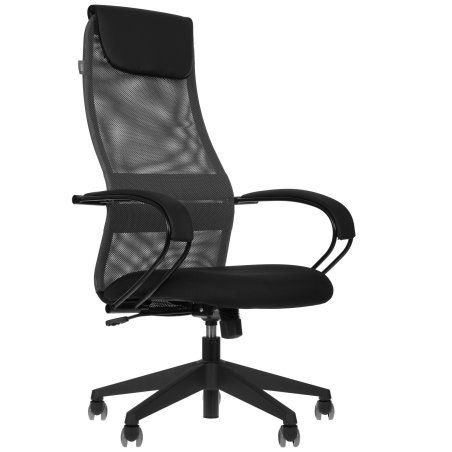 Кресло руководителя Бюрократ CH-607 TW-04 Neo Black темно-серый, сиденье черный, сетка/ткань с подголов. крестов. пластик