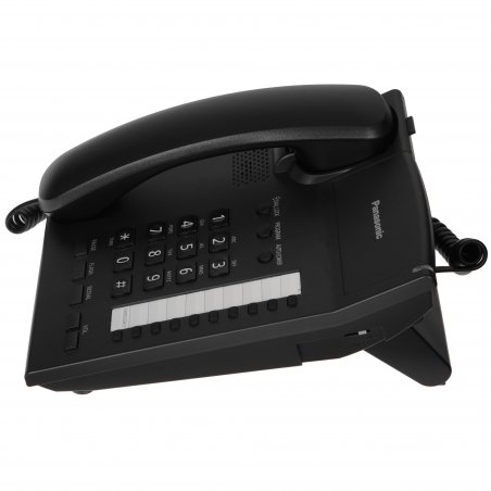 Телефон проводной Panasonic KX-TS2382RUB черный индикатор вызова,повторный набор последнего номера,4 уровня громкости звонка