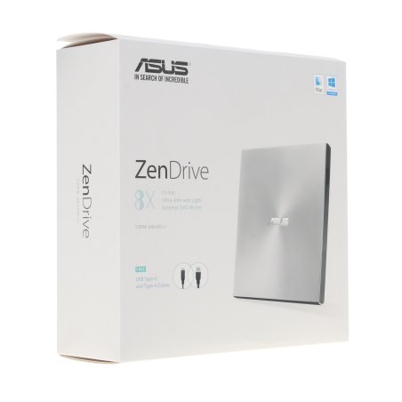 Оптический привод DVD-RW Asus SDRW-08U9M-U серебристый USB slim ultra slim M-Disk Mac внешний RTL