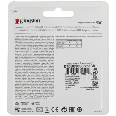Флешка USB Kingston USB 3.2 256Gb DTDUO3CG3/256Gb