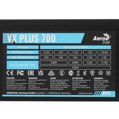 Блок питания Aerocool / Formula VX-700 PLUS, 700Вт, 120мм, черный, (аналог Aerocool VX Plus 700)
