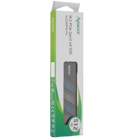 Накопитель SSD Apacer AS2280P4U PRO, 512Gb, PCIe 3.0 x4, M.2 2280, NVMe, R/W 3500/2300, с радиатором