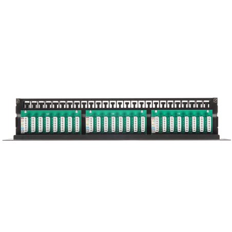 Патч-панель UTP 19" 48 port кат.5e ExeGate разъем KRONE&110 (dual IDC), 1U, RoHS, черный