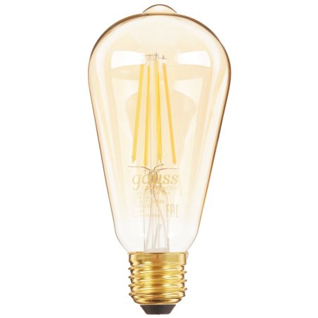 Лампа светодиодная филаментная Gauss Smart Home DIM E27 ST64 Golden 7 Вт 1/10/40