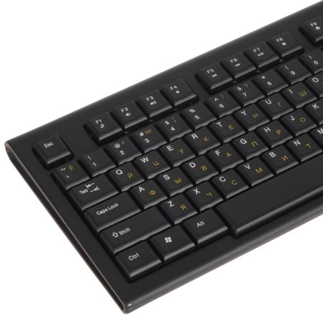 Комплект клавиатура+мышь беспроводные Gembird KBS-8002, 2.4ГГц, черный, 104 клавиши+2 кнопки+колесо кнопка, 1000DPI, батарейки в комплекте