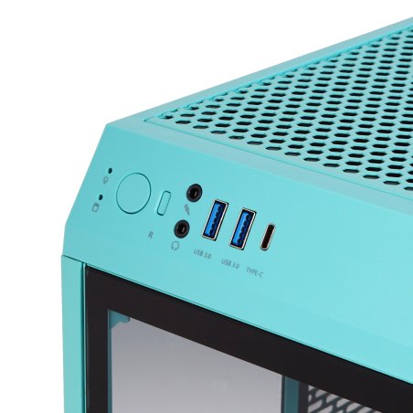 Компьютерный корпус Thermaltake The Tower 100 Turquoise черный без БП miniITX 1x120мм 3x140мм 2xUSB 3.0 audio bott PSU