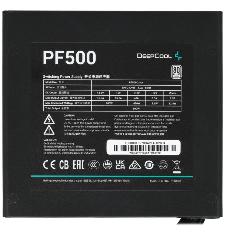 Блок питания Deepcool / GamerStorm PF500, 500Вт, 80 PLUS, 120мм, черный