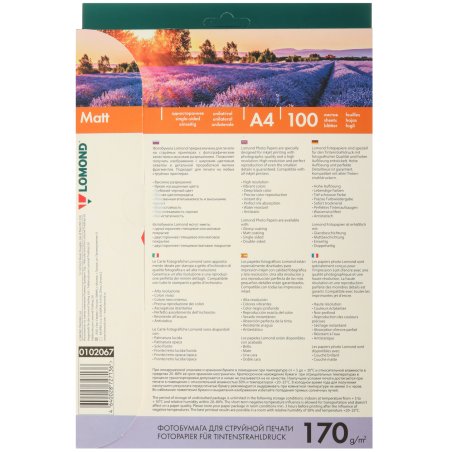 Фотобумага Lomond 170 г/м2 А4 односторонняя матовая 100 л.