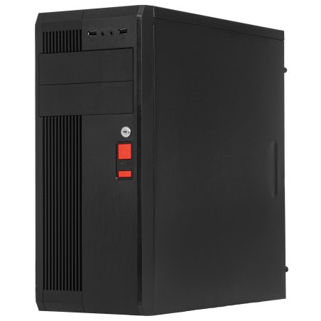 Компьютерный корпус Miditower ExeGate UN-605B Black, ATX, (UN500, 120мм), 2*USB, Audio, замок блокировки кнопки питания