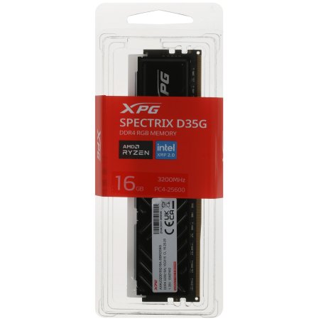 Оперативная память XPG Spectrix D35G RGb, DDR4, 16Gb (1x16Gb), 3200MHz, CL16, DIMM, с радиатором, RGb, черный