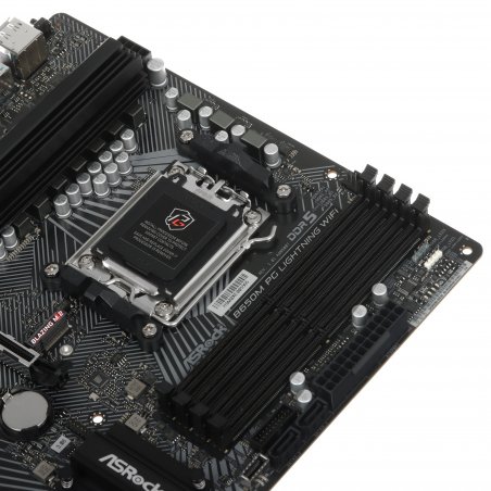 Материнская плата ASRock B650M PG Lightning, AM5, AMD B650, 4xDDR5, 4xSATA, 3xM.2, 1xPCIe 3.0 x16, 1xPCIe 4.0 x16, DisplayPort, HDMI, 1x2.5Gb LAN, USB Type-C, 3x3.5 мм, 7.1, microATX