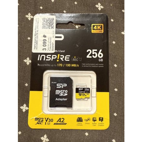 Флеш карта microSDXC 256Gb Silicon Power SP256GbSTXLA2V1NSP Inspire V30 A2 + adapter