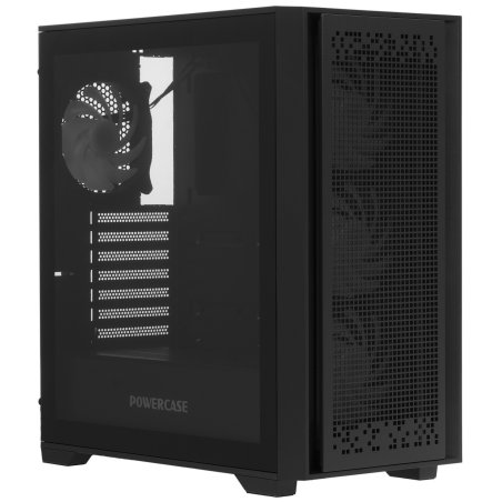 Компьютерный корпус Powercase ByteFlow Black, Tempered Glass, 4x 120мм ARGb fans, ARGb HUB, черный, ATX (CBFB-A4)