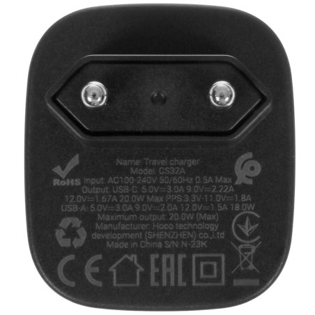Сетевое зарядное устройство HOCO (6942007617468) CS32Aia 1USB+1USB-C 3.0A PD 20W+QC3.0