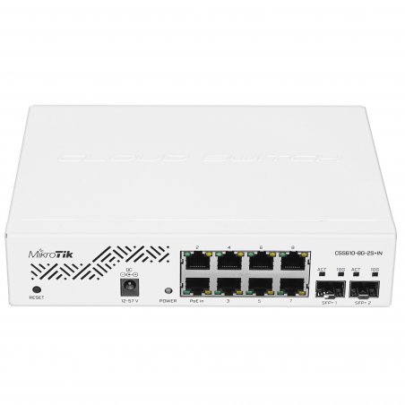 Коммутатор MikroTik CSS610-8G-2S+IN, 8×1 Гбит/с + 2×10 Гбит/с SFP+, управляемый