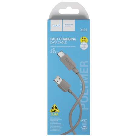 Дата-кабель USB 3.0A для Type-C Hoco X107 ПВХ 1м (Grey)