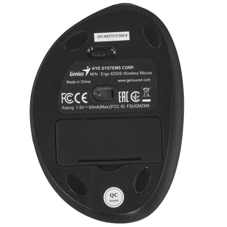 Мышь беспроводная Genius Ergo 8250S черный, 1600 dpi, радиоканал, USB, кнопки - 6