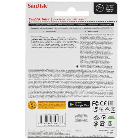 Флешка USB Sandisk USB-C 1Tb (SDDDC4-1T00-G46), 1Tb,