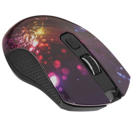 Мышь беспроводная Qumo Fractal M25 черный, 1600 dpi, радиоканал, USB, кнопки - 4