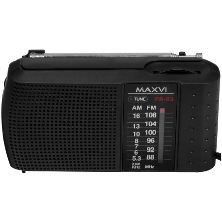 Радиоприемник Maxvi PR-03 grey (AM\FM, аналоговый тюнер, 2 х АА)