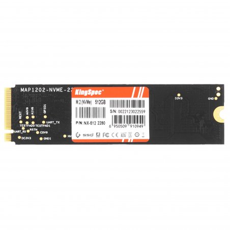 Накопитель SSD KingSpec NX-512, 512Gb, PCIe 3.0 x4, M.2 2280, NVMe, R/W 3400/3100
