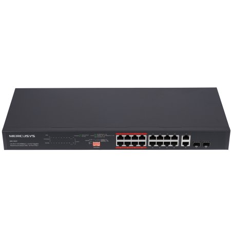 16-портовый монтируемый в стойку PoE+ коммутатор Mercusys MS118CP 10/100 Мбит/с с 2 гигабитными портами