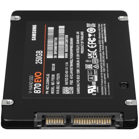 Накопитель SSD 2.5" 250GB Samsung 870 EVO Client SSD MZ-77E250B/AM SATA 6Gb/s, 560/530, IOPS 98/88K, MTBF 1.5M 3D NAND TLC, 512MB, 150TBW, 0,33DWPD, RTL