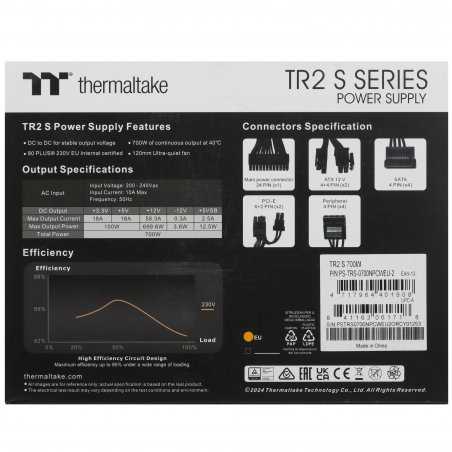 Блок питания Thermaltake TR2 S 700W (PS-TRS-0700NPCWEU-2), 700Вт, 80 PLUS, 120мм, черный