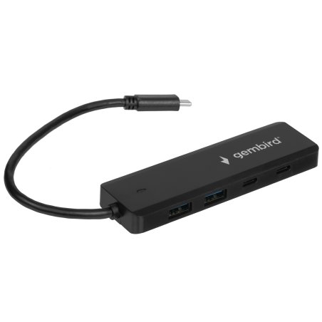 Разветвитель USB3.1 Gembird UHB-C425, 2xUSB, 2xType-C, с доп.питанием (порт Type-C), кабель Type-C 19см