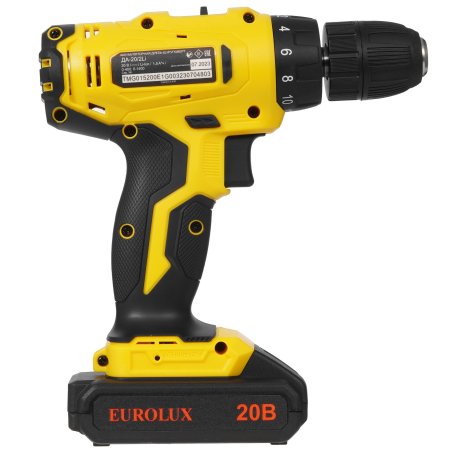Дрель-шуруповерт аккумуляторная Eurolux ДА-20/2Li, Аккумуляторная, 20В