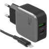 Сетевое зарядное устройство BOROFONE BA46A Premium, один порт USB, один порт Type-C, PD, 18W, 5V, 3.0A, черный